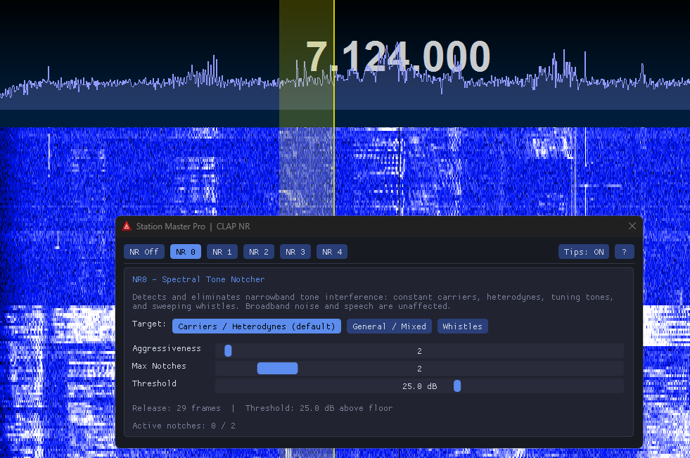 clap-nr NR0 tab shown active inside Station Master Pro